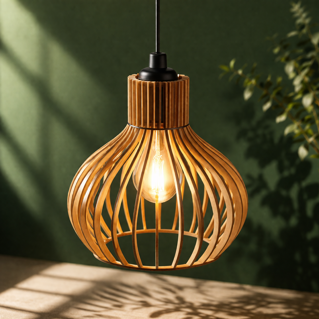 Pendente de teto em MDF Van House em detalhe